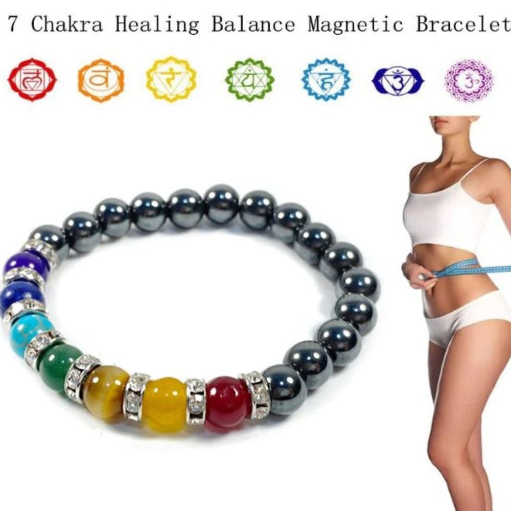 10mm “Weight Loss” 7 Chakra Healing Balance Magnetic Stretch Bracelet